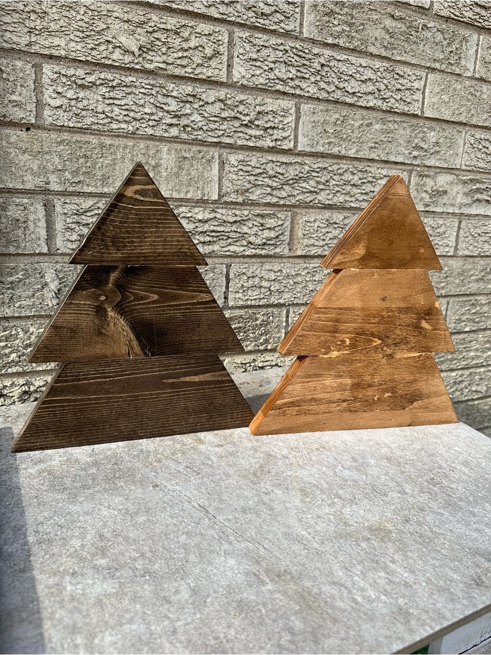 Rustic Wooden Christmas Tree Set - Dark Brown & Honey Brown
